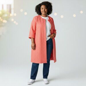 Kasper Coral Textured Topper Jacket Size 16